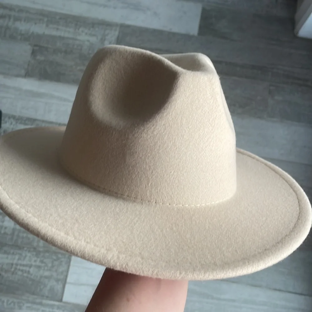 Vegan Fedora Vegan Firm Wide Brim Bicolor Tan Cream Red Vegan Wool Hat